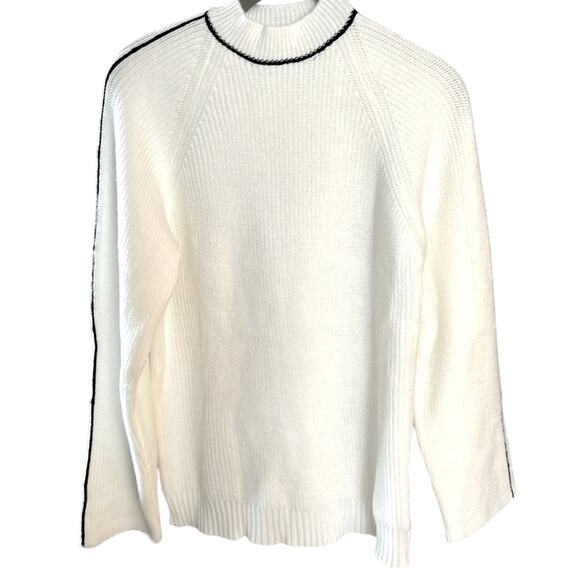 NWT REVOLVE & MINIMALIST lovers COMMENSE white sweater w black piping S - Picture 9 of 10